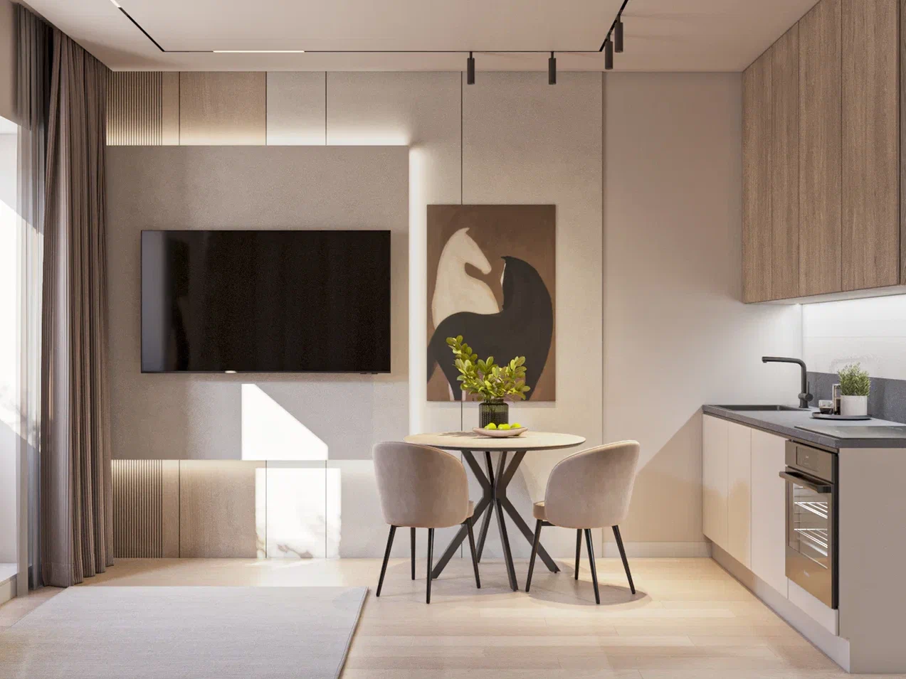 Дизайн-проект студии с кроватью